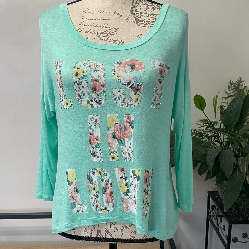 Deb Seafoam Green 'Lost in Love' Floral Top